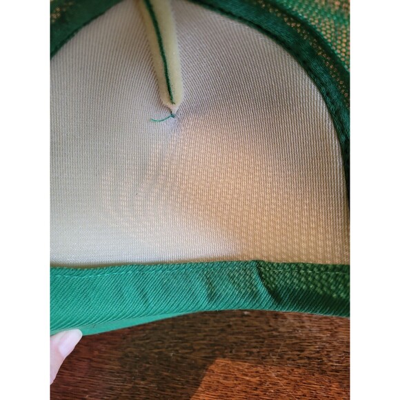 Vintage Oliver John Deere Hand Painted Trucker Green San Sun Hat From Sri Lanka - Picture 11 of 12